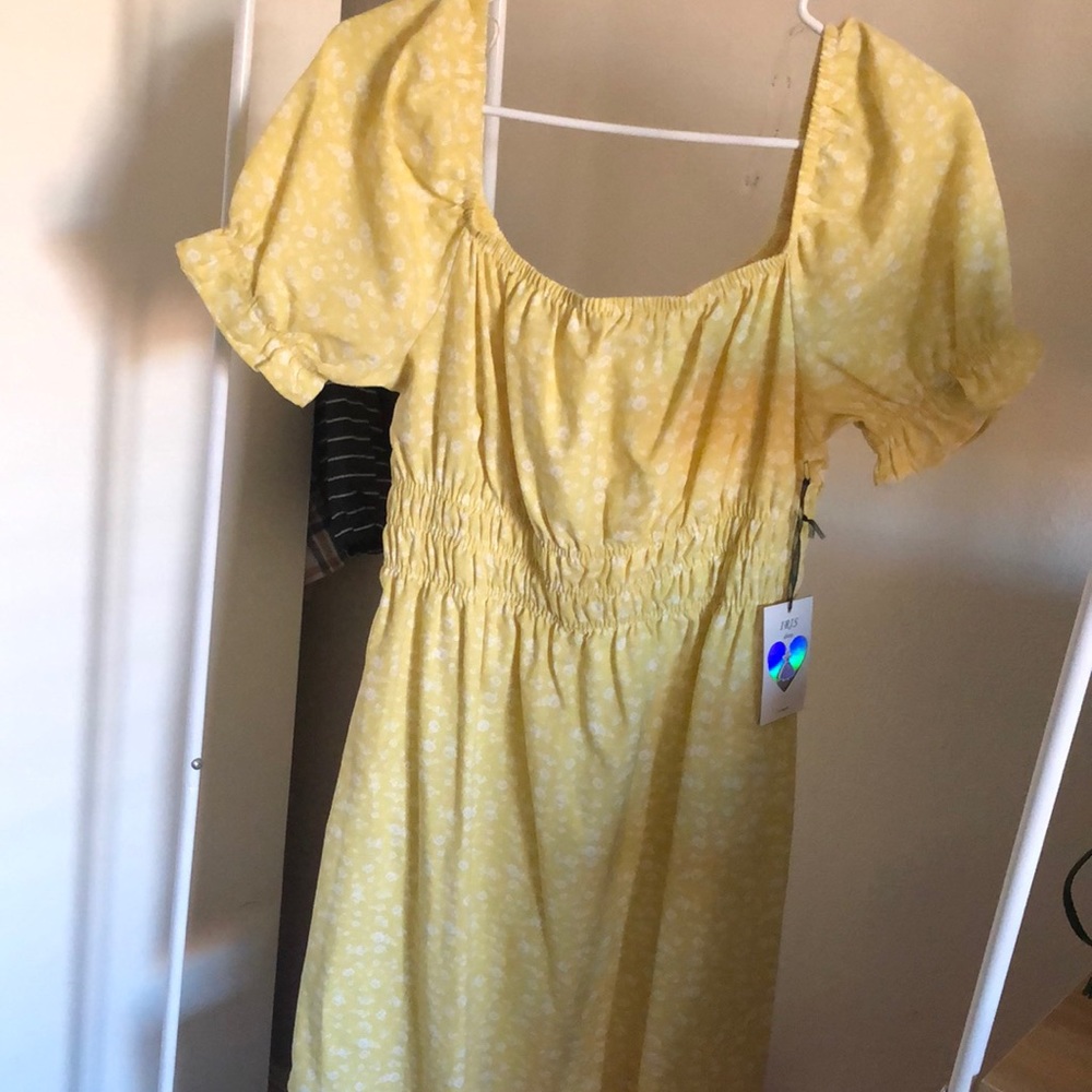 Large size. Yellow with little white flowers